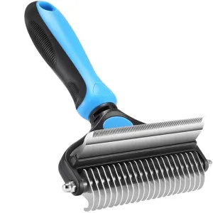 2 in 1 Safe Double-sided Comfortable Handle Dog Grooming Brush for Mats Tangles Removing