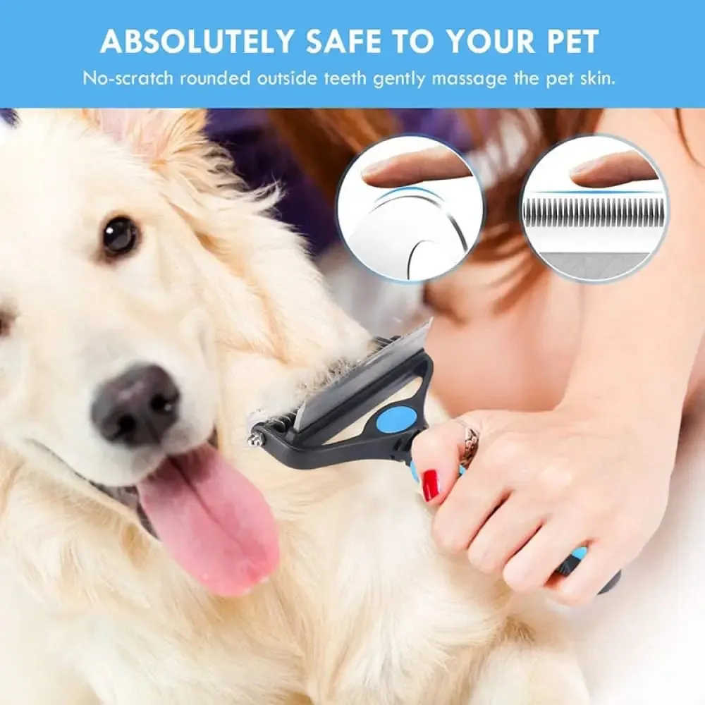 2 in 1 Safe Double-sided Comfortable Handle Dog Grooming Brush for Mats Tangles Removing