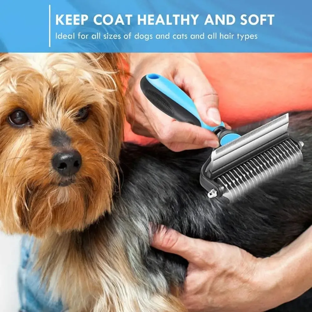 2 in 1 Safe Double-sided Comfortable Handle Dog Grooming Brush for Mats Tangles Removing