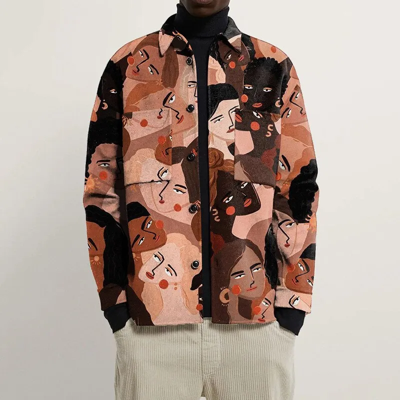 Aidase  Men Coat Multi-pocket Single Breasted Fashion Casual Male Printed Jacket Loose Cardigan Coat