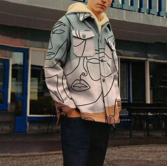 Aidase  Men Coat Multi-pocket Single Breasted Fashion Casual Male Printed Jacket Loose Cardigan Coat
