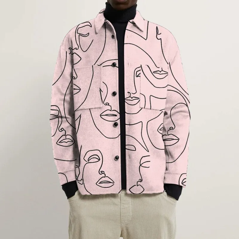 Aidase  Men Coat Multi-pocket Single Breasted Fashion Casual Male Printed Jacket Loose Cardigan Coat