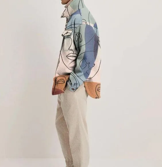 Aidase  Men Coat Multi-pocket Single Breasted Fashion Casual Male Printed Jacket Loose Cardigan Coat