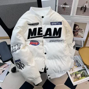 Aidase Men's Winter Retro Cotton Jacket Street Pilot Locomotive Suit Hiphop Cotton Jackets Thickened Single-breasted Stand Collar Coats