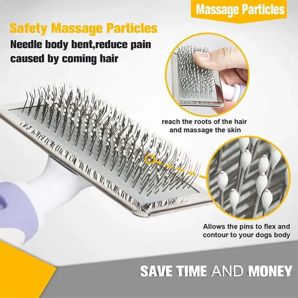 Anti-slip Ergonomic Pet Groomingslicker Comb Removes Tangles Dander Loose Hair