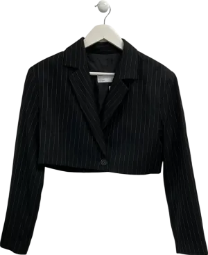 ASOS Black 00s Power Crop Blazer In Pinstripe UK 8