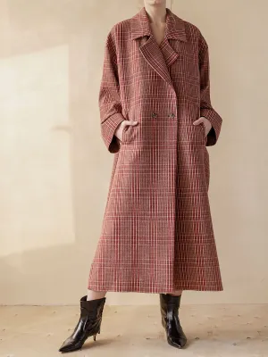 Autumn and Winter Ladies Plaid Long Casual Jacket