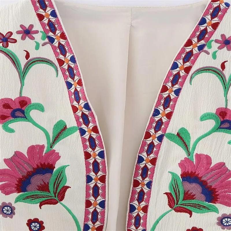 Camille Embroidered Vest - Pink