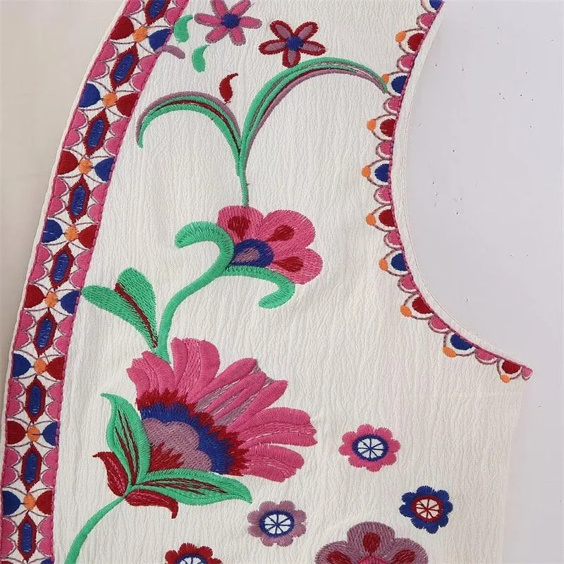 Camille Embroidered Vest - Pink