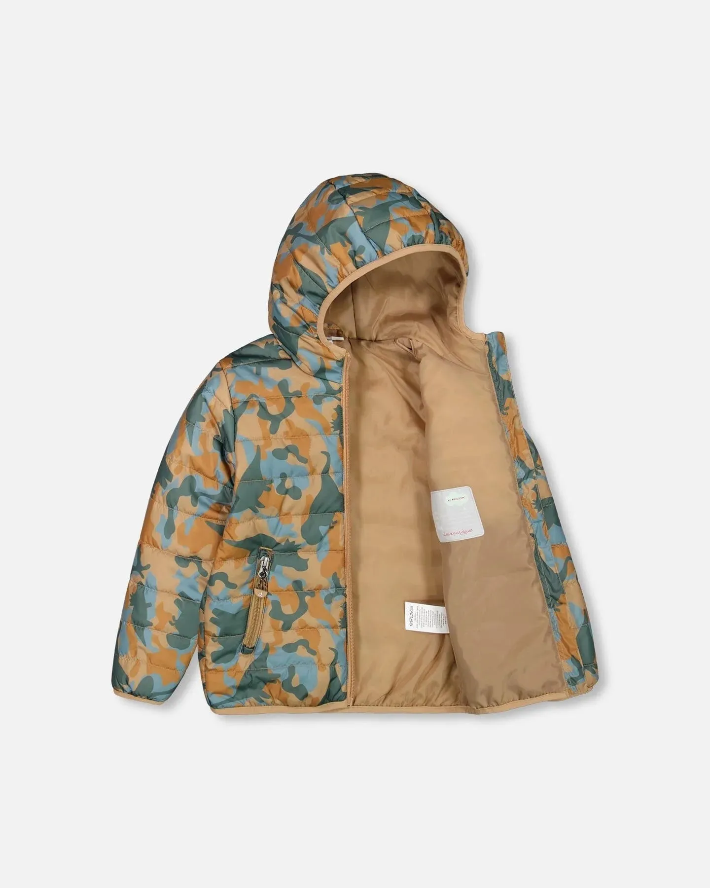 Deux Par Deux Boys Quilted Jacket  F30W57  Camo Dinos *