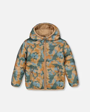 Deux Par Deux Boys Quilted Jacket  F30W57  Camo Dinos *