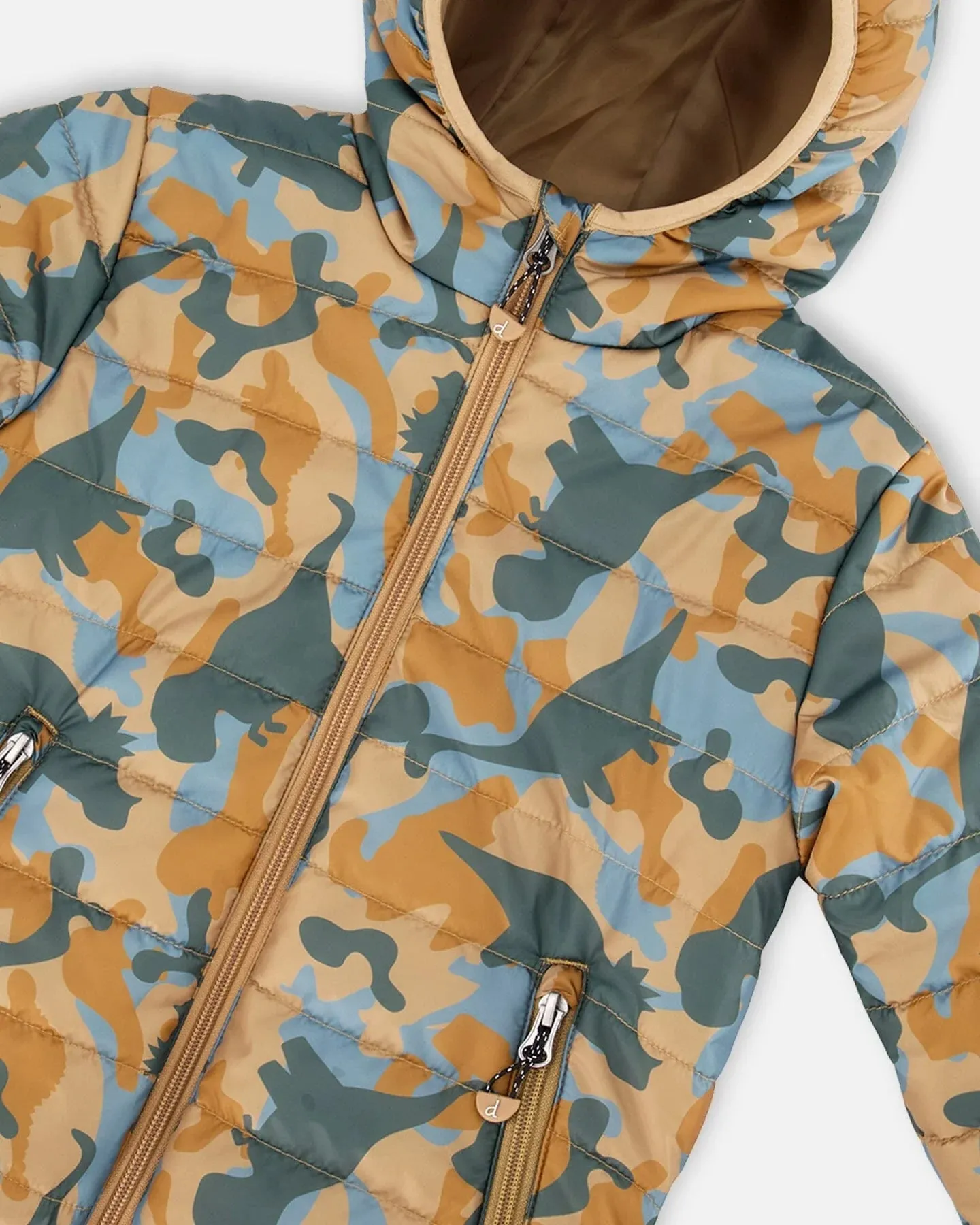 Deux Par Deux Boys Quilted Jacket  F30W57  Camo Dinos *