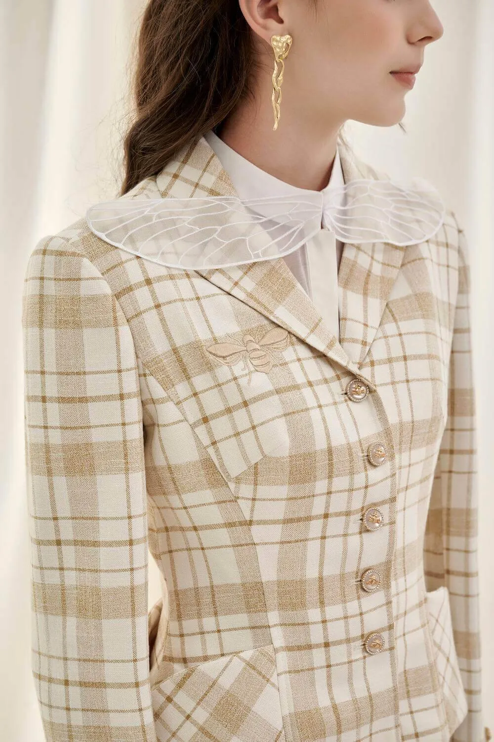 Esther Adele Fit and Flare Notch Lapel Linen Jacket