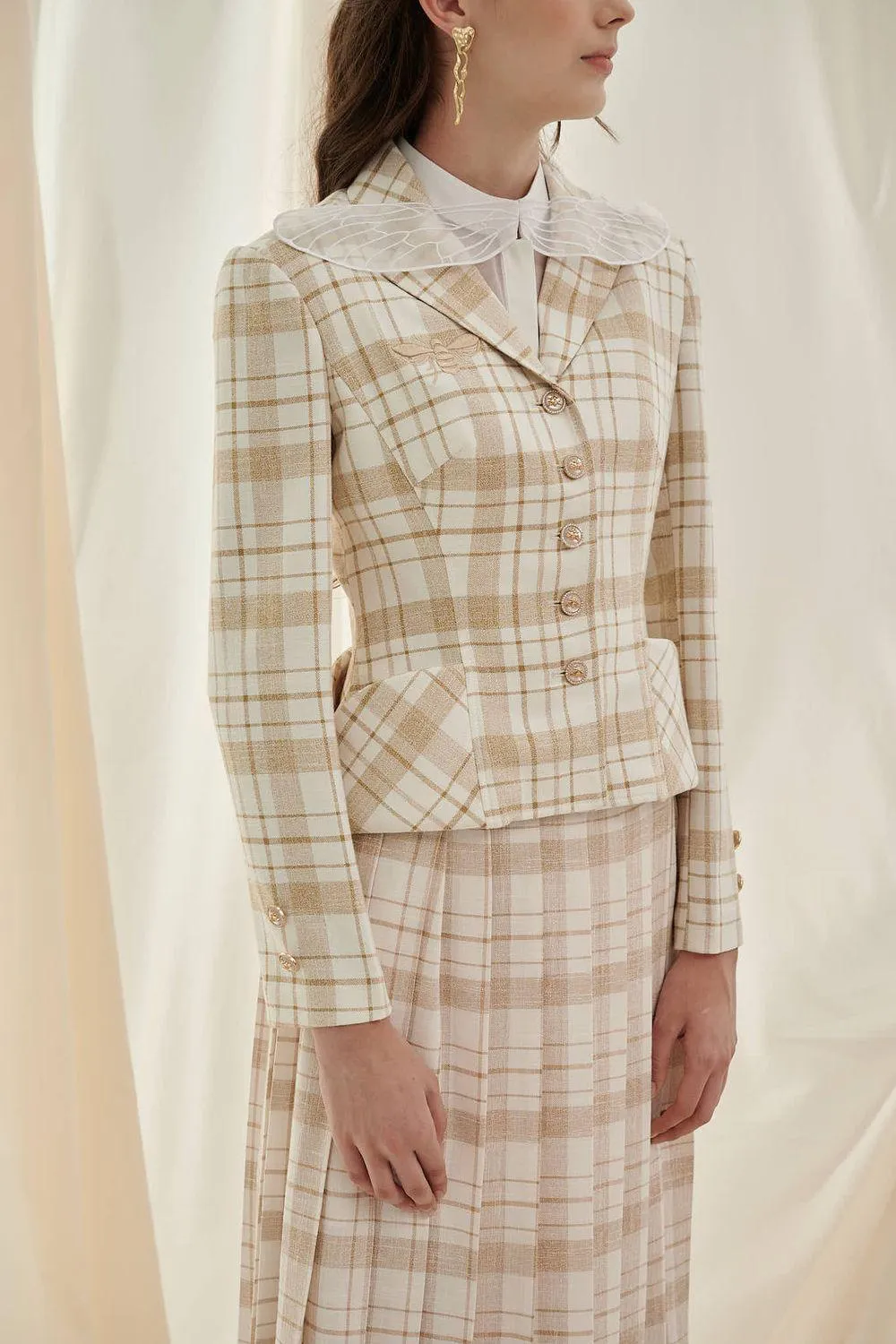 Esther Adele Fit and Flare Notch Lapel Linen Jacket