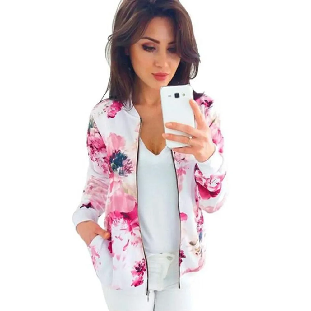 Floral Spring Jacket Plus Size Women's Jackets Retro