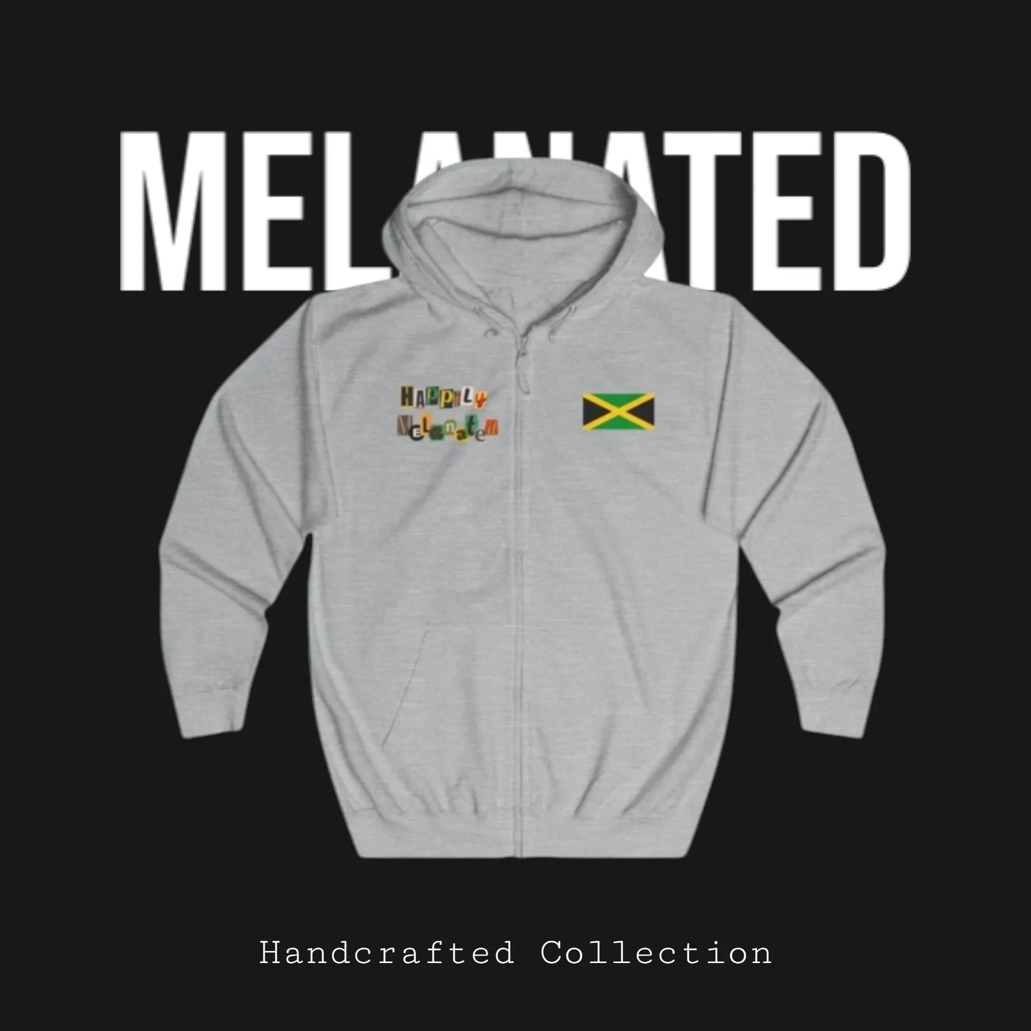 Illustrated Jamaican Woman Ethnic Streetwear Full Zip Hoodie, Jamaican Flag Colors