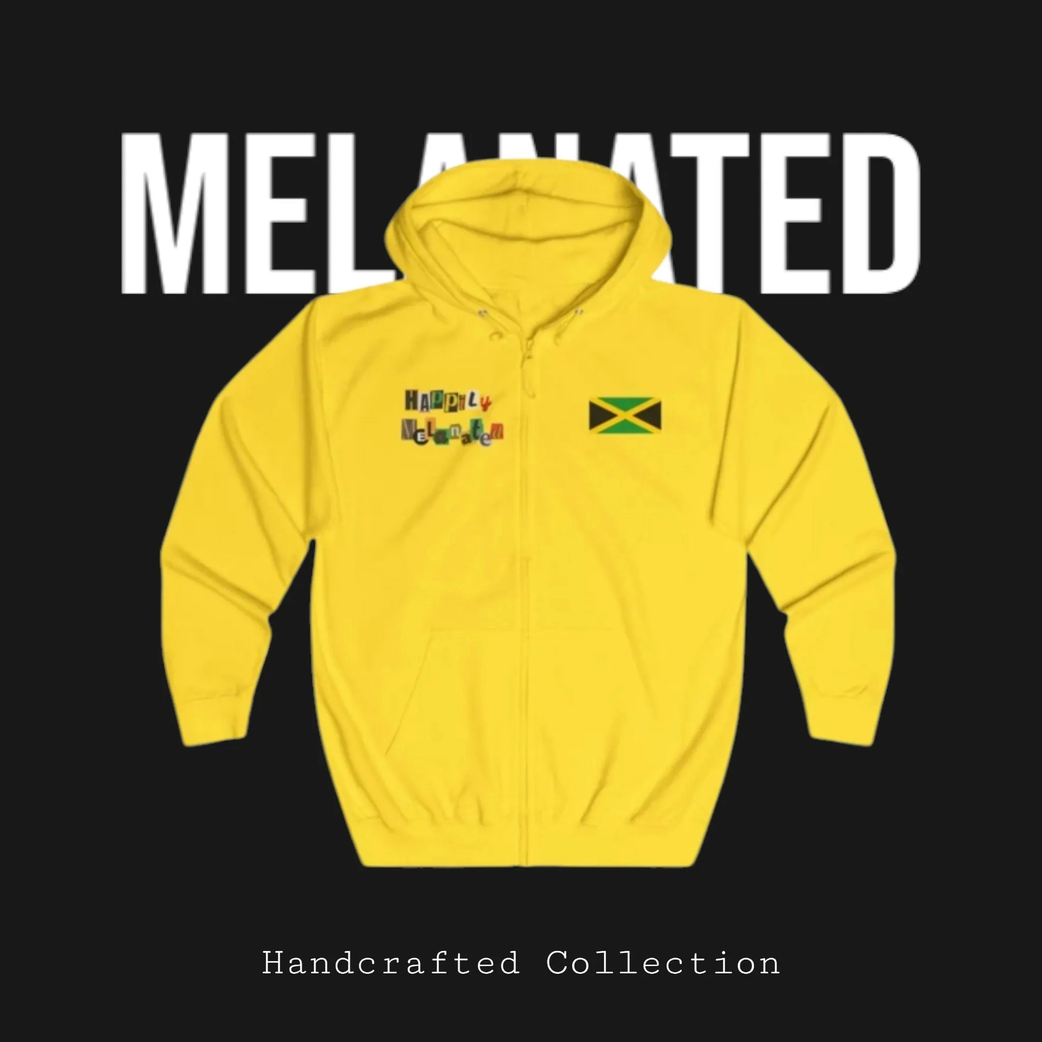 Illustrated Jamaican Woman Ethnic Streetwear Full Zip Hoodie, Jamaican Flag Colors
