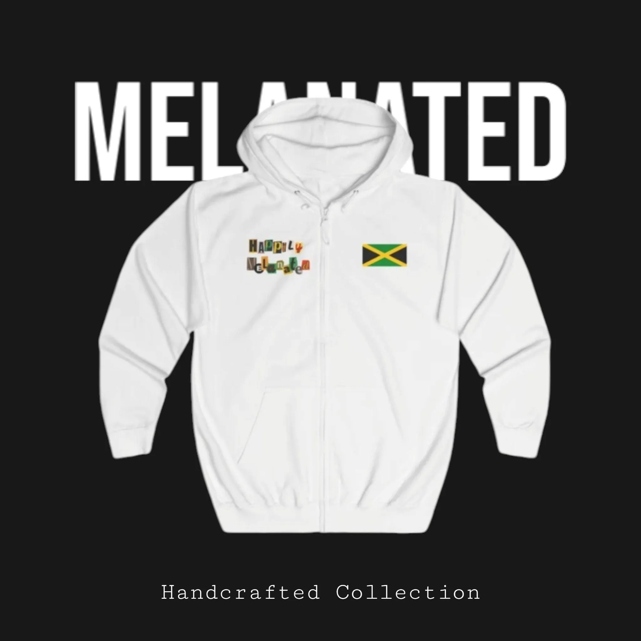 Illustrated Jamaican Woman Ethnic Streetwear Full Zip Hoodie, Jamaican Flag Colors