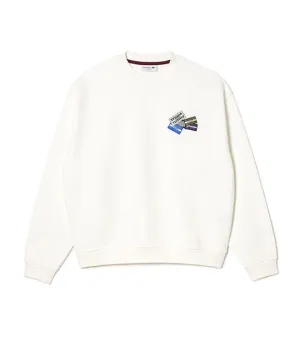 Loose Fit Cotton Badge Detail Sweatshirt Flour