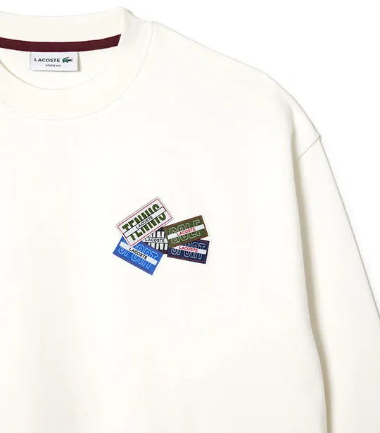 Loose Fit Cotton Badge Detail Sweatshirt Flour