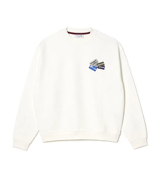 Loose Fit Cotton Badge Detail Sweatshirt Flour