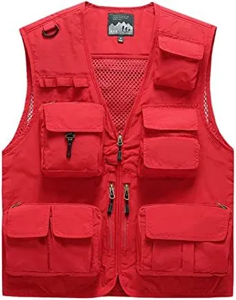 Mens 3 Solid Color Plaid Vests Zip Placket Waterproof Coats