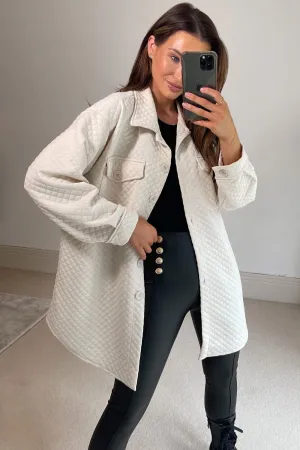 Nancy White Diamond Quilted Shacket