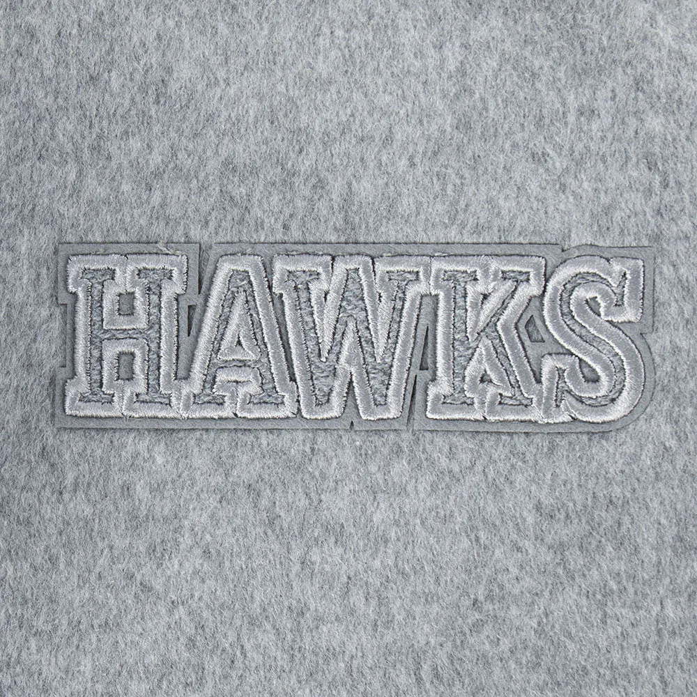 NBA ATLANTA HAWKS REVERSE FRENCH TERRY WOMEN'S WOOL VARSITY JACKET (BLACK/GRAY/EGGSHELL)