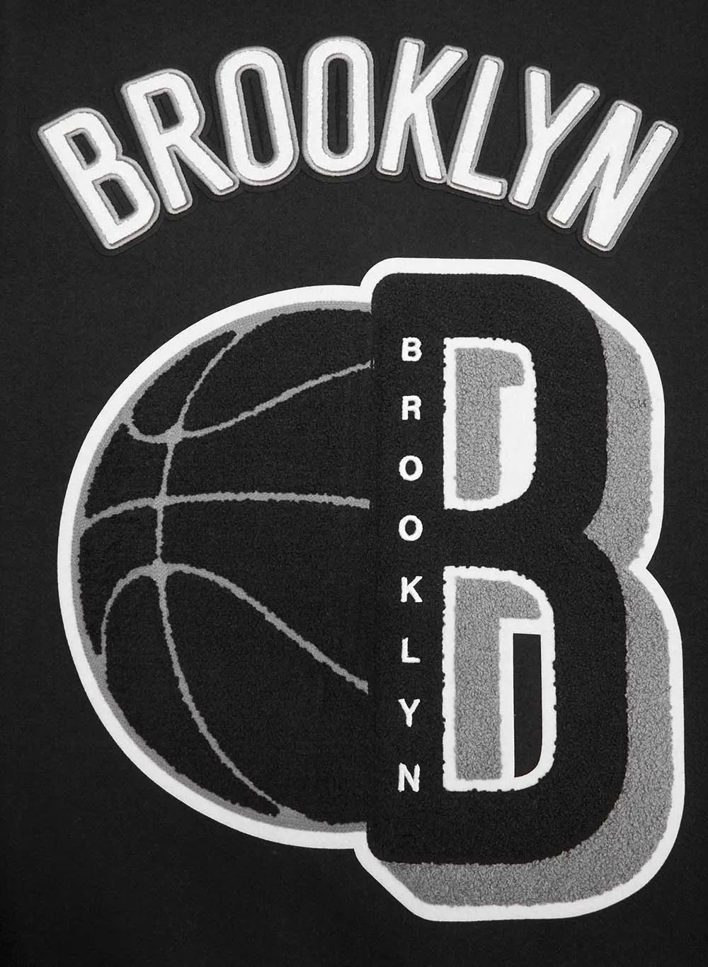 NBA BROOKLYN NETS MASHUP MEN'S RIB WOOL VARSITY JACKET (BLACK/GRAY)