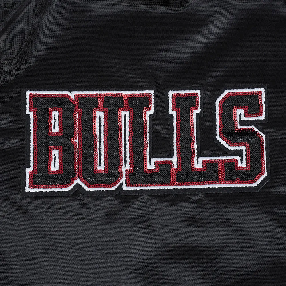 NBA CHICAGO BULLS GAME DAY CLASSICS WOMEN'S SATIN JACKET (BLACK)