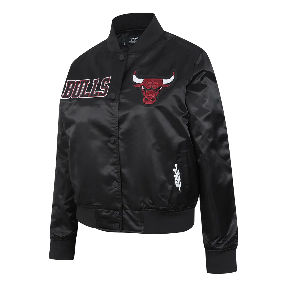 NBA CHICAGO BULLS GAME DAY CLASSICS WOMEN'S SATIN JACKET (BLACK)