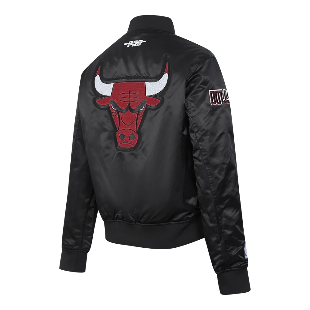 NBA CHICAGO BULLS GAME DAY CLASSICS WOMEN'S SATIN JACKET (BLACK)