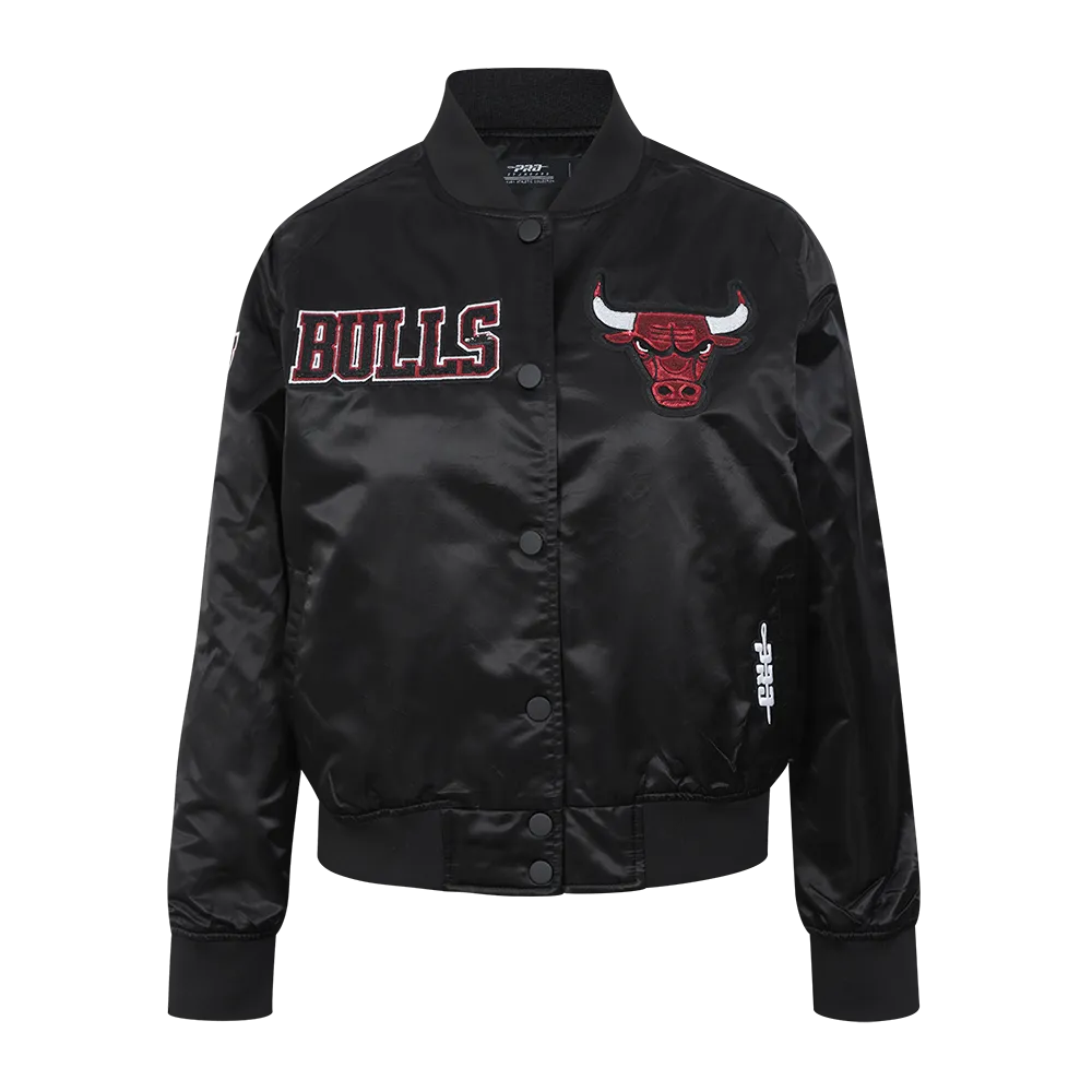 NBA CHICAGO BULLS GAME DAY CLASSICS WOMEN'S SATIN JACKET (BLACK)