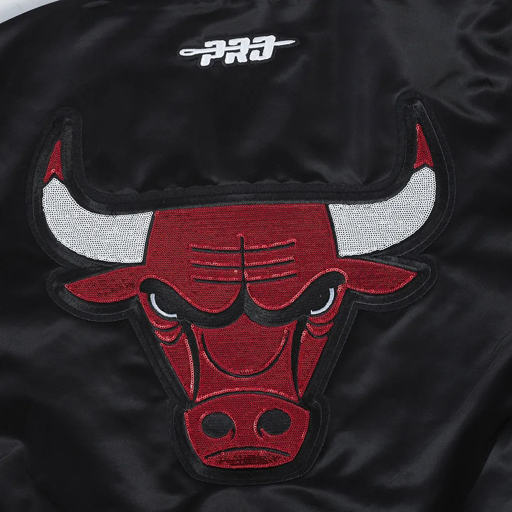 NBA CHICAGO BULLS GAME DAY CLASSICS WOMEN'S SATIN JACKET (BLACK)