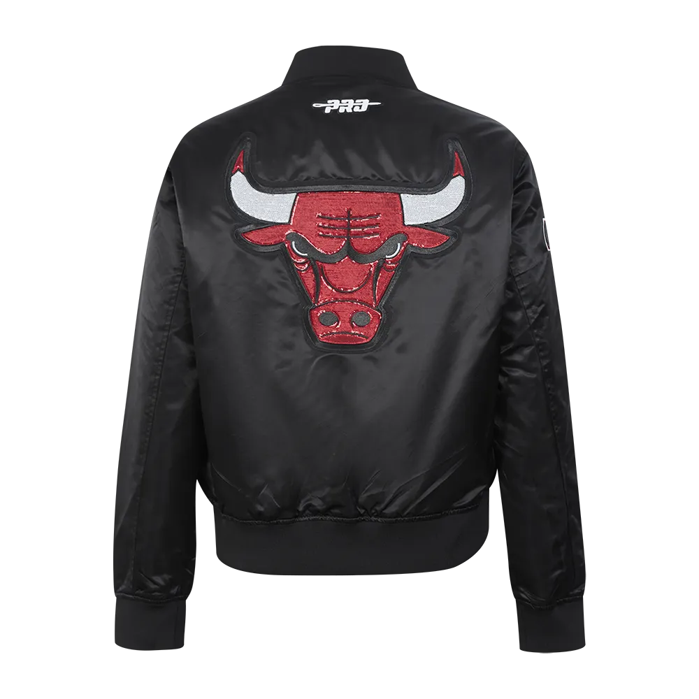 NBA CHICAGO BULLS GAME DAY CLASSICS WOMEN'S SATIN JACKET (BLACK)