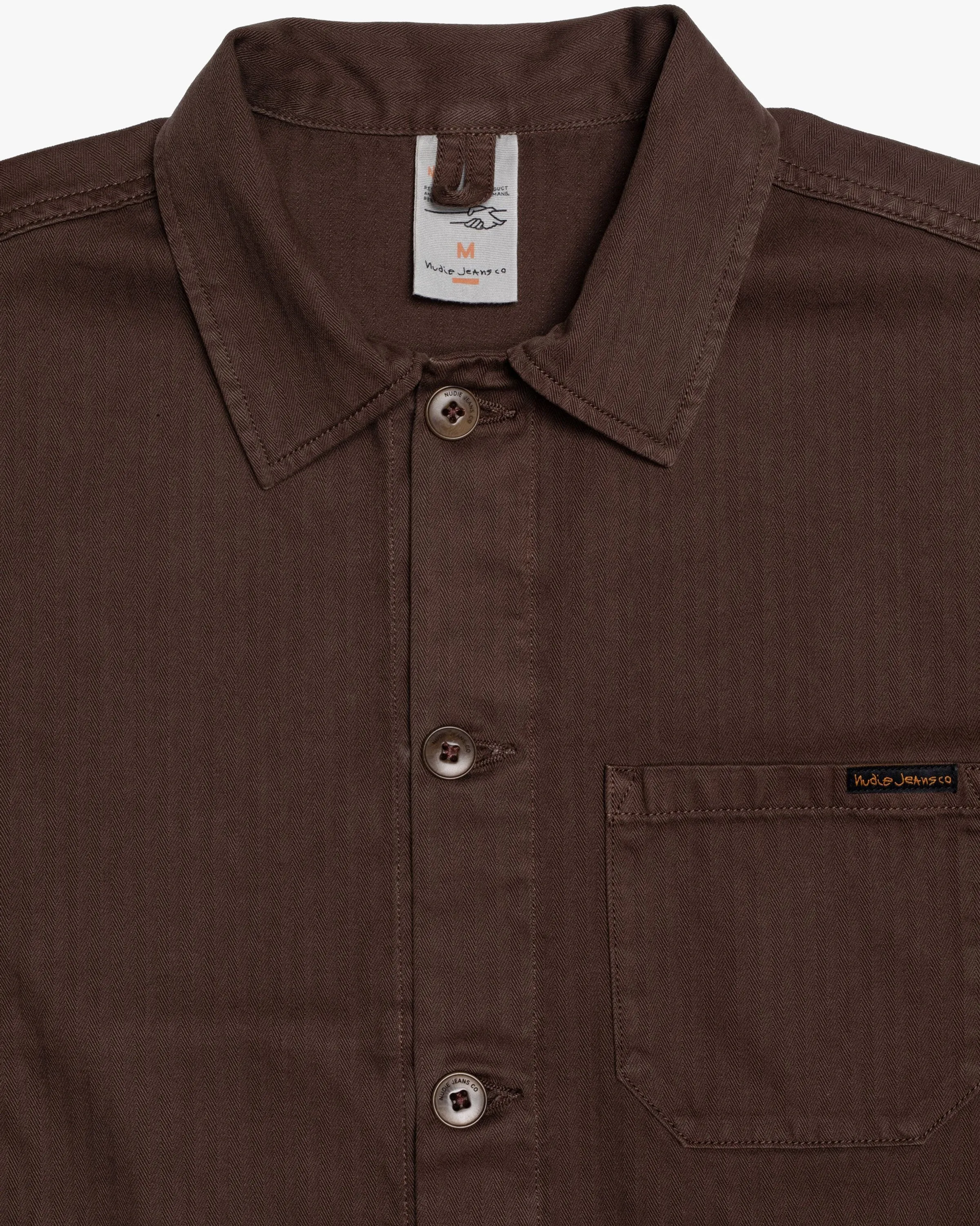Nudie Jeans Buddy Herringbone Chore Jacket - Walnut