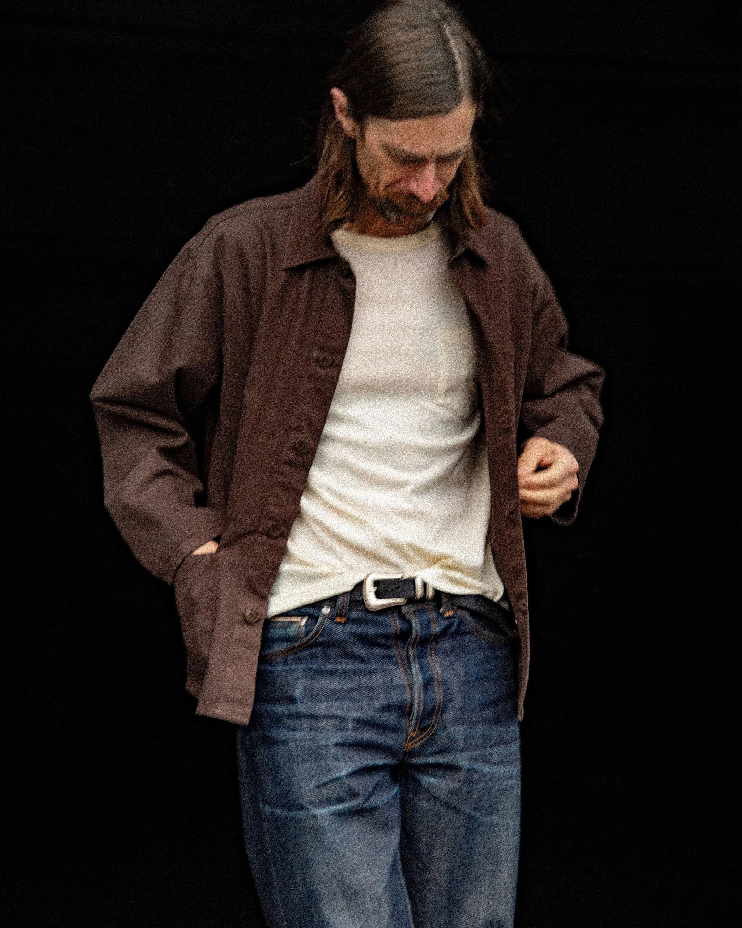 Nudie Jeans Buddy Herringbone Chore Jacket - Walnut