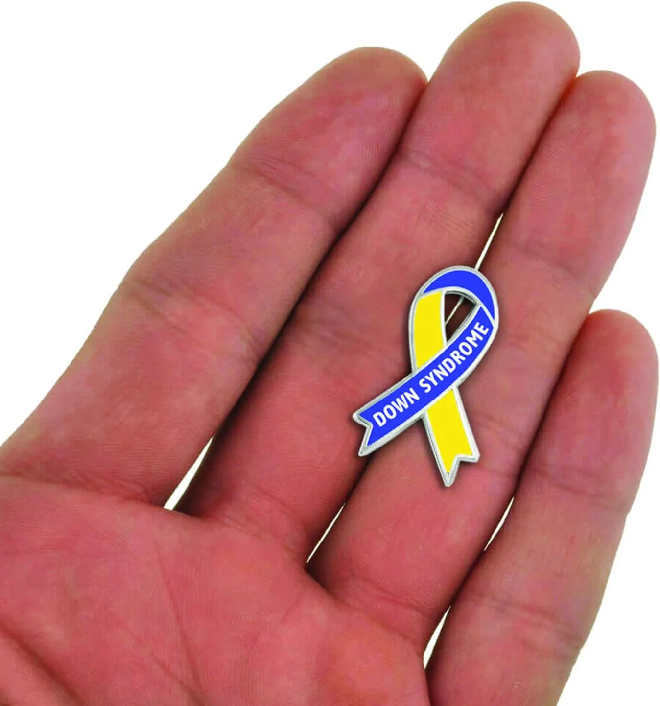 PinMart Down Syndrome Blue and Yellow Awareness Enamel Lapel Pin