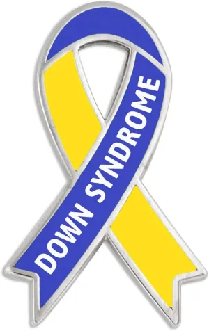 PinMart Down Syndrome Blue and Yellow Awareness Enamel Lapel Pin
