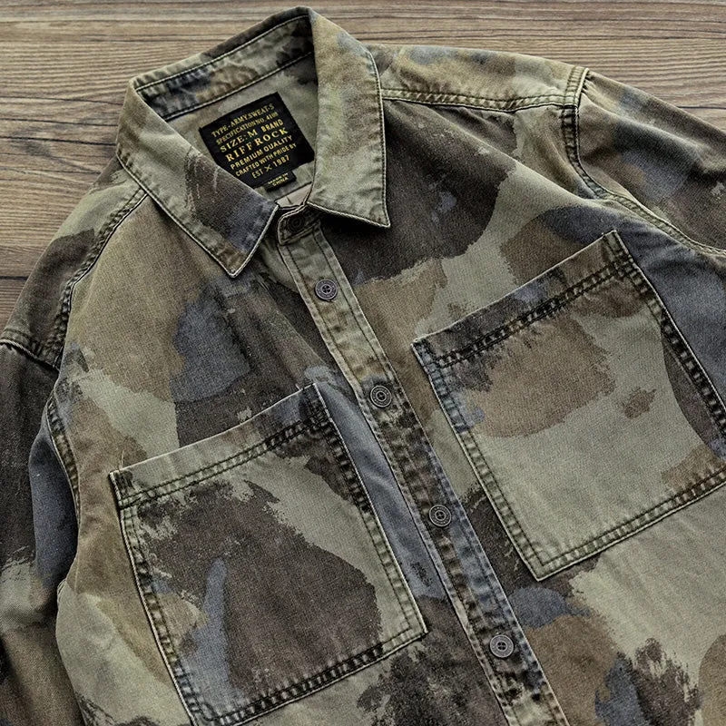 Retro Military Style Camouflage Shirt Jacket