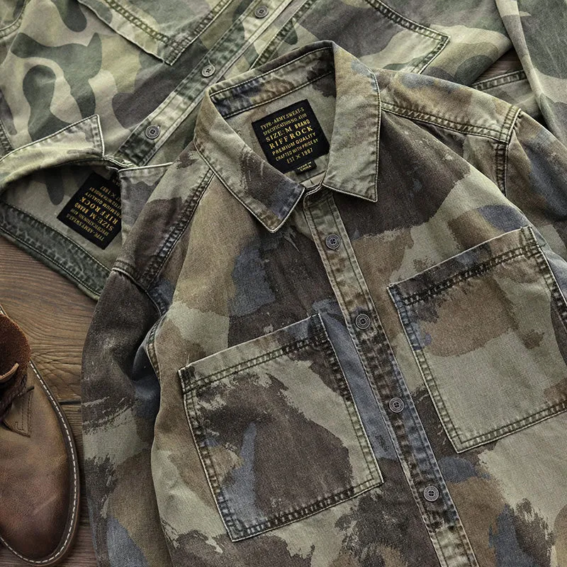 Retro Military Style Camouflage Shirt Jacket