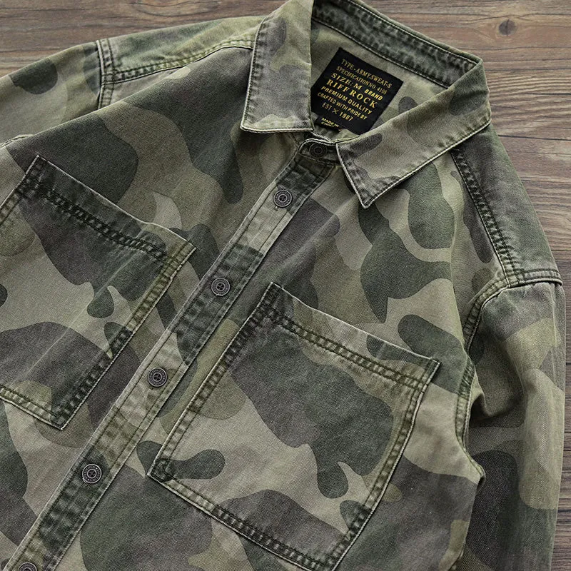 Retro Military Style Camouflage Shirt Jacket