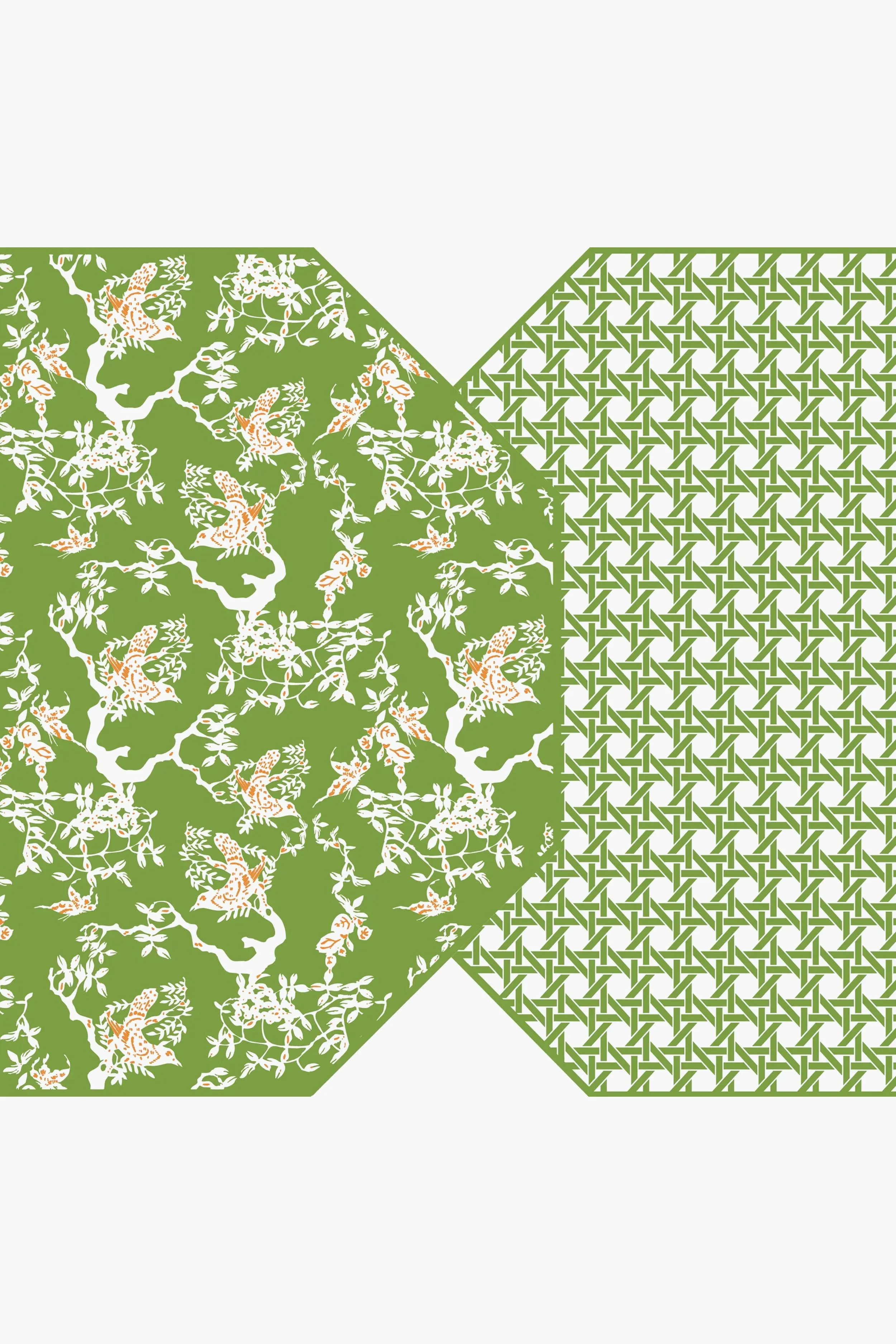 Reversible Saxon Green Chinois and Cane Placemats Set of 2