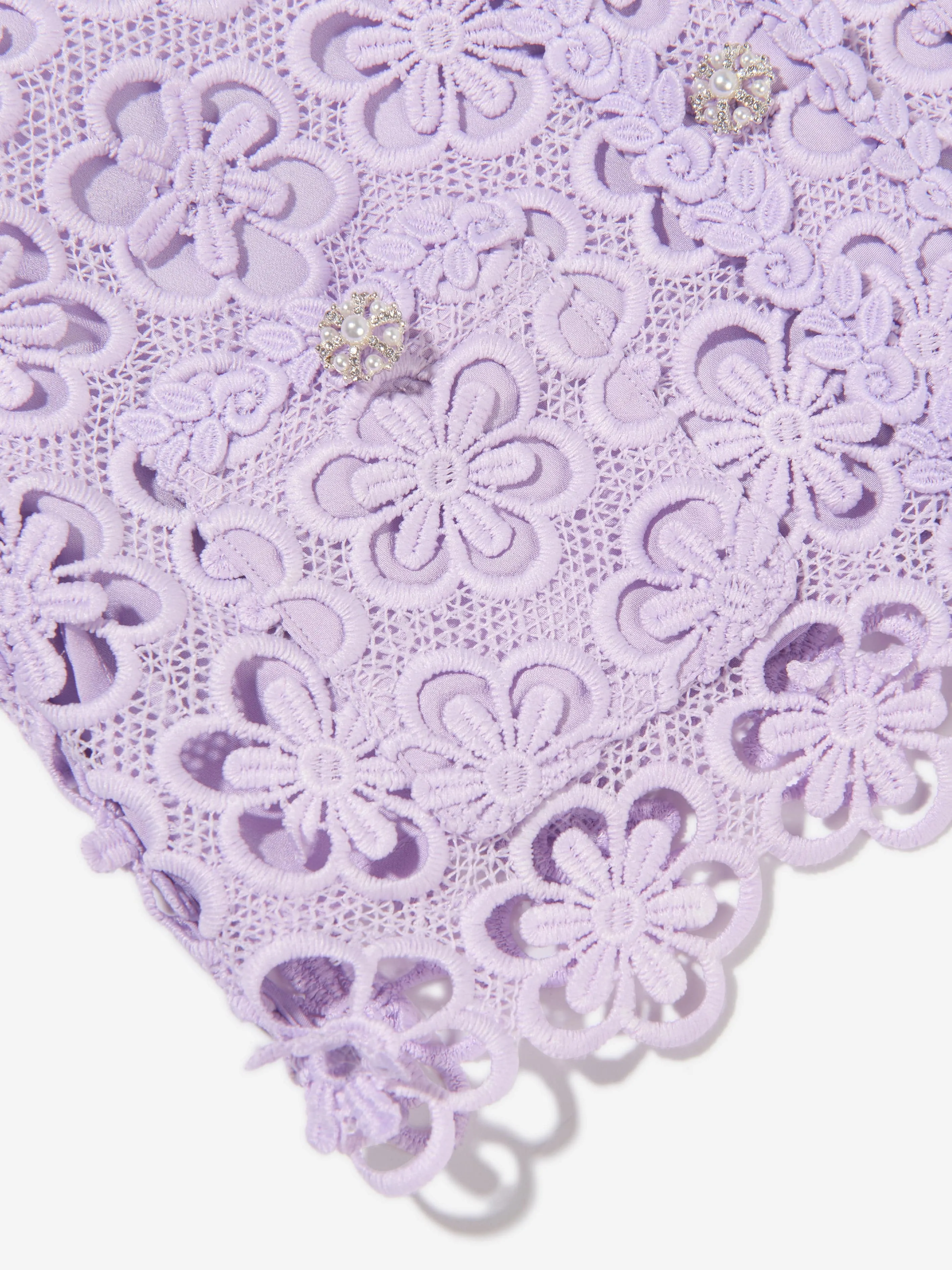 Self Portrait Girls Floral Lace Jacket in Lilac