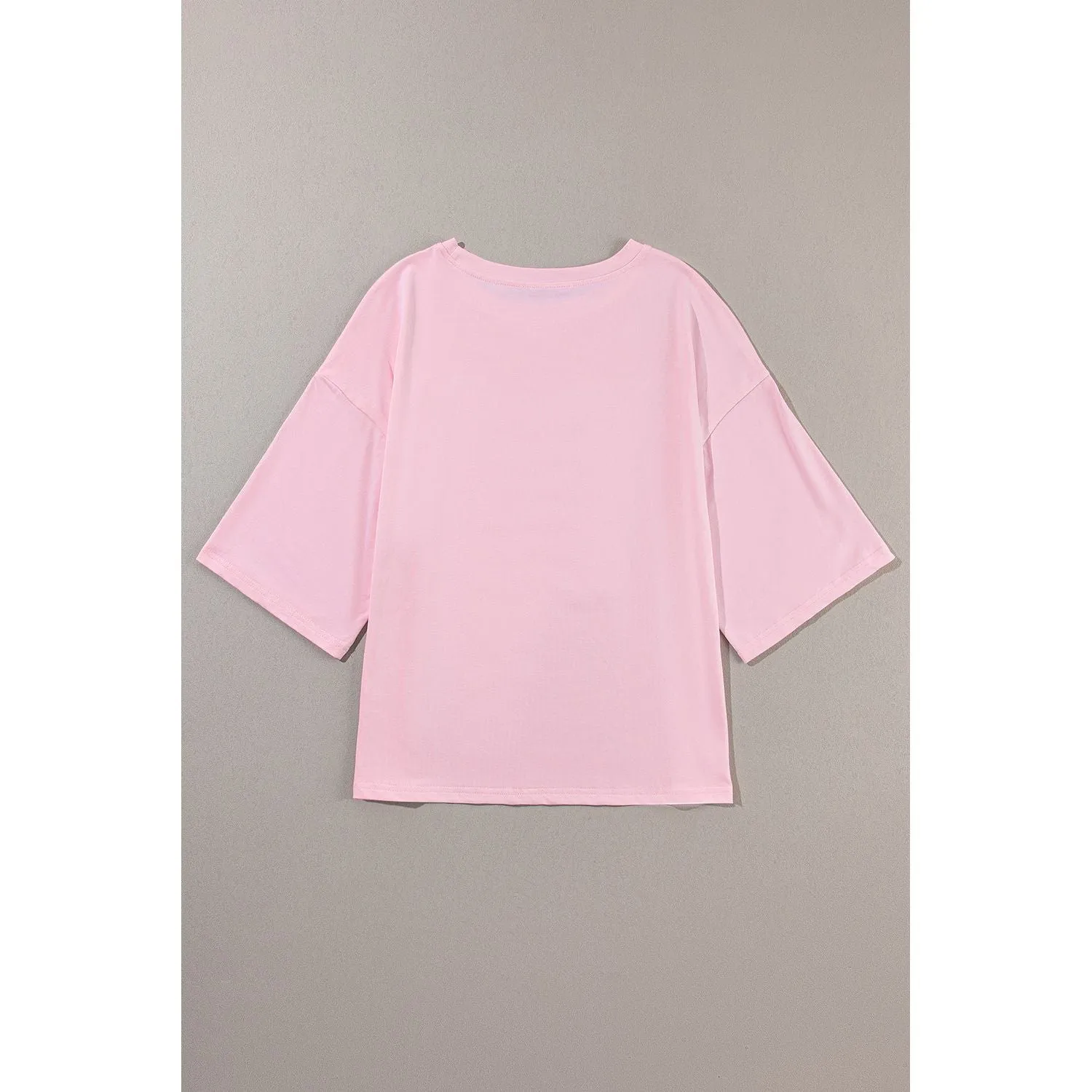 Shooting Star Light Pink Patched Half Sleeve Oversized Tee