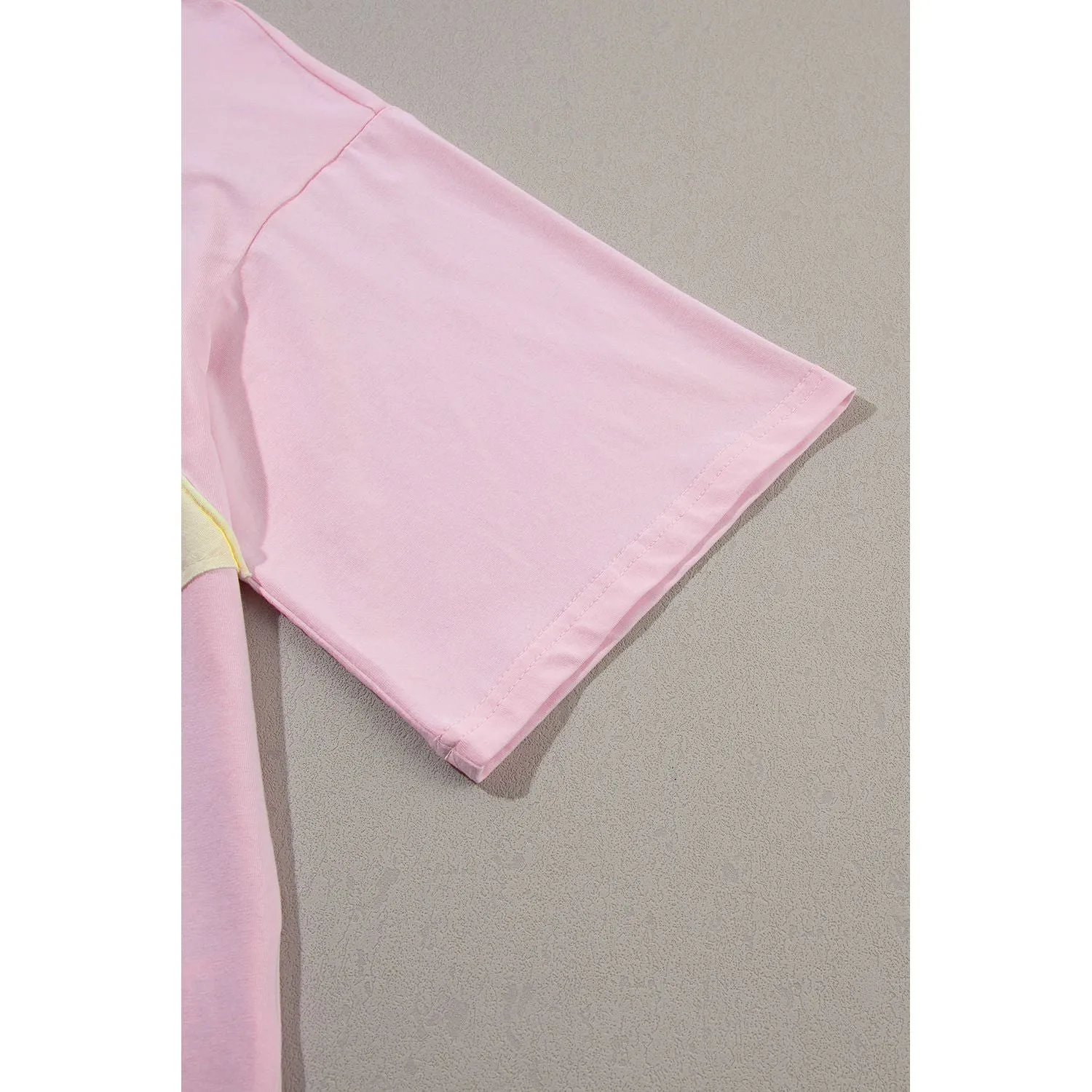 Shooting Star Light Pink Patched Half Sleeve Oversized Tee