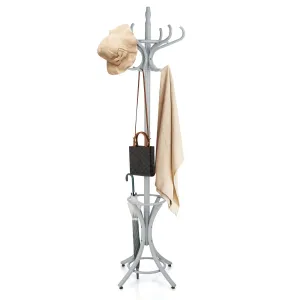 Tangkula 75.5" Standing Coat Rack, Wood Coat Tree with 12 Hooks