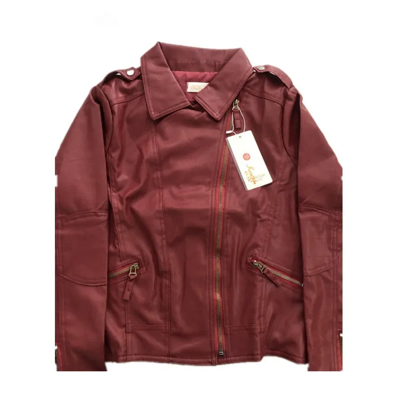 VenusFox Zipper Faux Leather Jackets plus Sizes