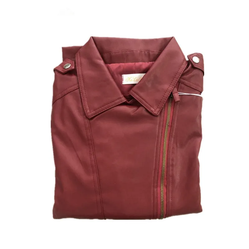 VenusFox Zipper Faux Leather Jackets plus Sizes