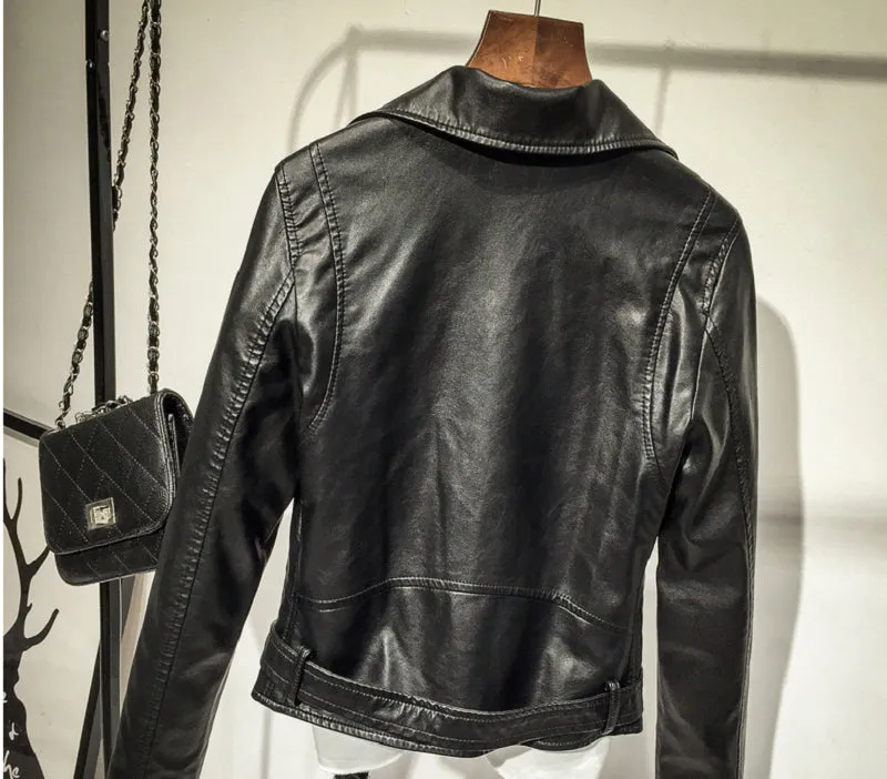 VenusFox Zipper Faux Leather Jackets plus Sizes